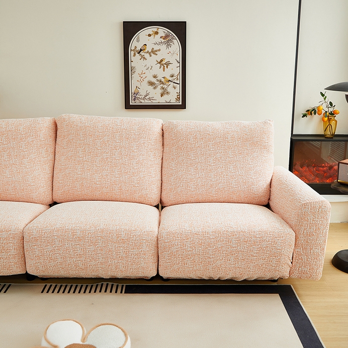 91家纺网 家纺一手货源 找家纺 丝绮鹿 2025新款竹节雪尼尔芝华士沙发套 奶油橘