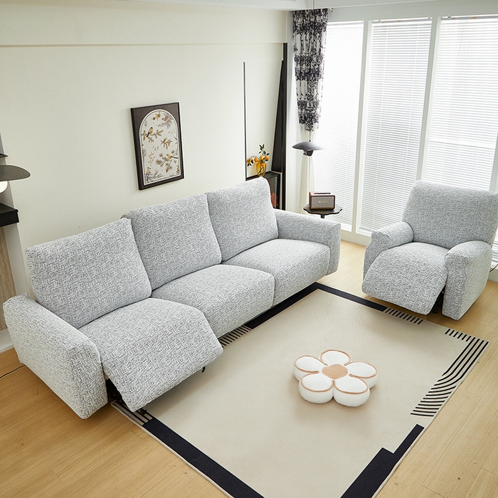 91家纺网 家纺一手货源 找家纺 丝绮鹿 2025新款竹节雪尼尔芝华士沙发套 深中灰