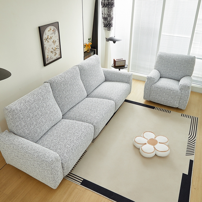 91家纺网 家纺一手货源 找家纺 丝绮鹿 2025新款竹节雪尼尔芝华士沙发套 深中灰