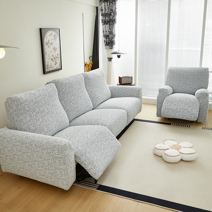 91家纺网 家纺一手货源 找家纺 丝绮鹿 2025新款竹节雪尼尔芝华士沙发套 深中灰