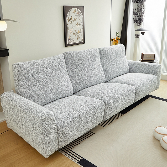 91家纺网 家纺一手货源 找家纺 丝绮鹿 2025新款竹节雪尼尔芝华士沙发套 深中灰