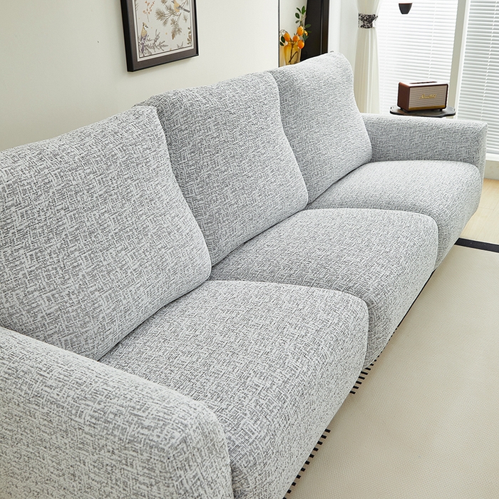 91家纺网 家纺一手货源 找家纺 丝绮鹿 2025新款竹节雪尼尔芝华士沙发套 深中灰