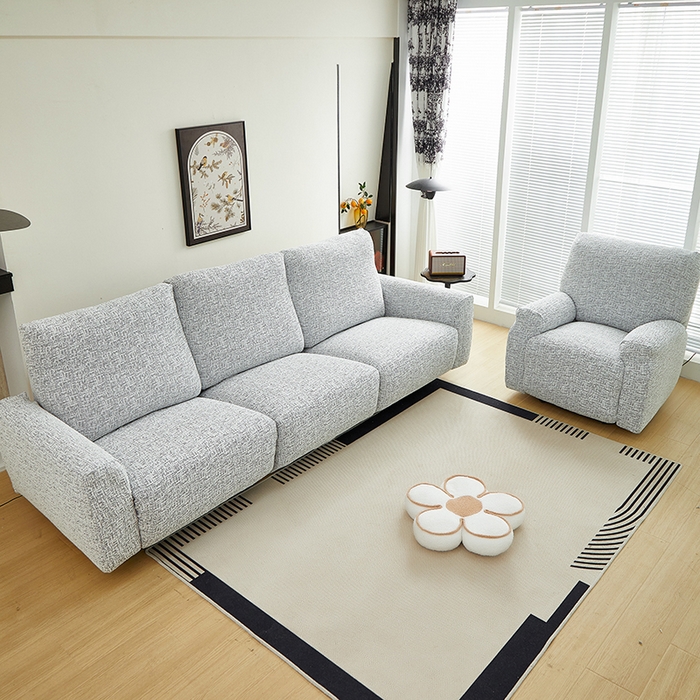 91家纺网 家纺一手货源 找家纺 丝绮鹿 2025新款竹节雪尼尔芝华士沙发套 深中灰