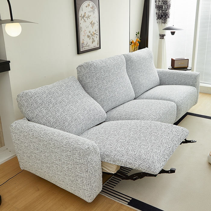 91家纺网 家纺一手货源 找家纺 丝绮鹿 2025新款竹节雪尼尔芝华士沙发套 深中灰