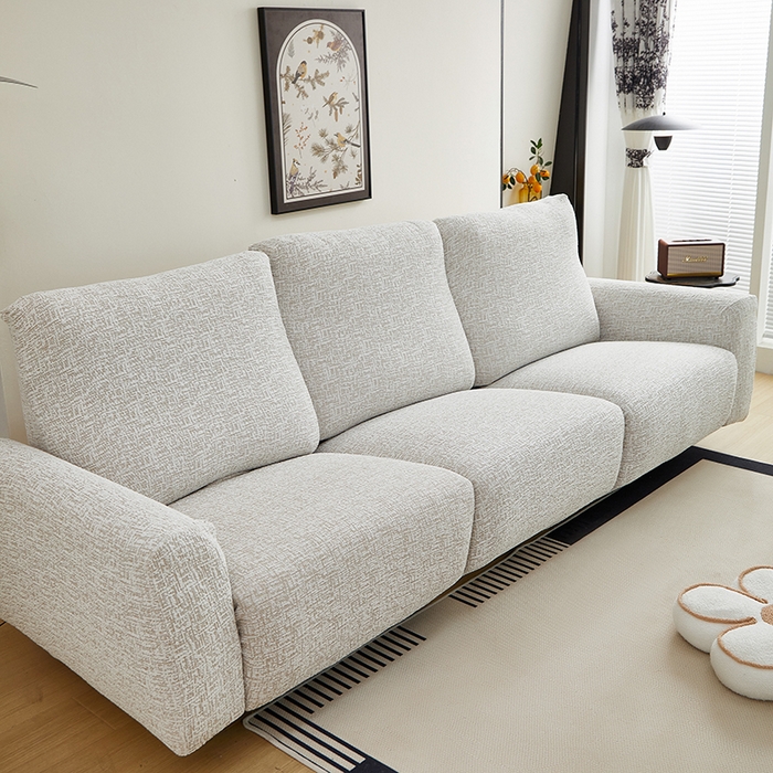 91家纺网 家纺一手货源 找家纺 丝绮鹿 2025新款竹节雪尼尔芝华士沙发套 温柔咖