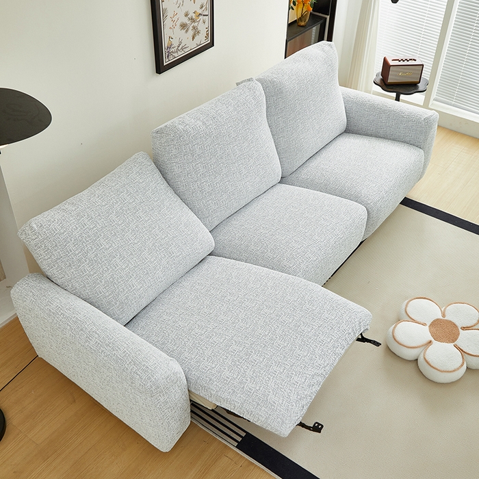 91家纺网 家纺一手货源 找家纺 丝绮鹿 2025新款竹节雪尼尔芝华士沙发套 月光浅灰