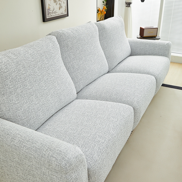 91家纺网 家纺一手货源 找家纺 丝绮鹿 2025新款竹节雪尼尔芝华士沙发套 月光浅灰