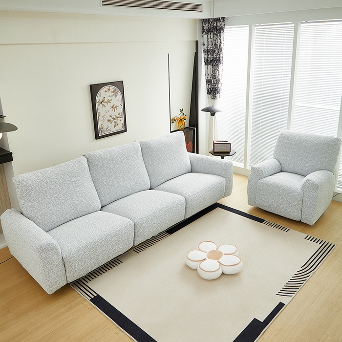 91家纺网 家纺一手货源 找家纺 丝绮鹿 2025新款竹节雪尼尔芝华士沙发套 月光浅灰