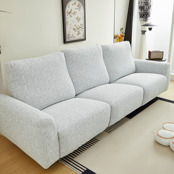 91家纺网 家纺一手货源 找家纺 丝绮鹿 2025新款竹节雪尼尔芝华士沙发套 月光浅灰