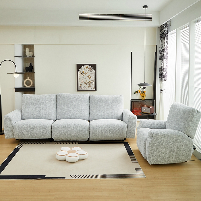 91家纺网 家纺一手货源 找家纺 丝绮鹿 2025新款竹节雪尼尔芝华士沙发套 月光浅灰