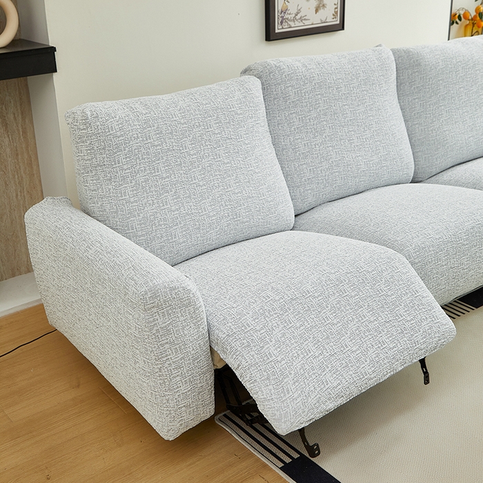 91家纺网 家纺一手货源 找家纺 丝绮鹿 2025新款竹节雪尼尔芝华士沙发套 月光浅灰