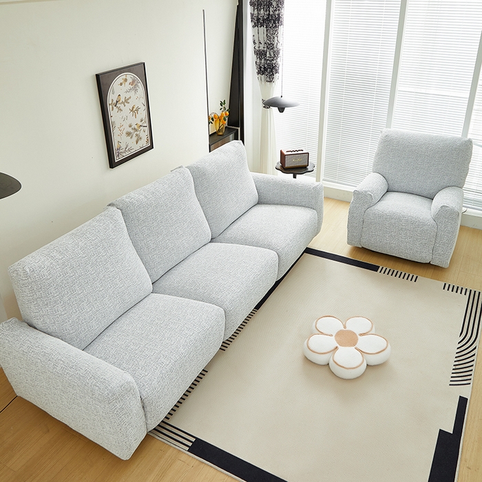 91家纺网 家纺一手货源 找家纺 丝绮鹿 2025新款竹节雪尼尔芝华士沙发套 月光浅灰