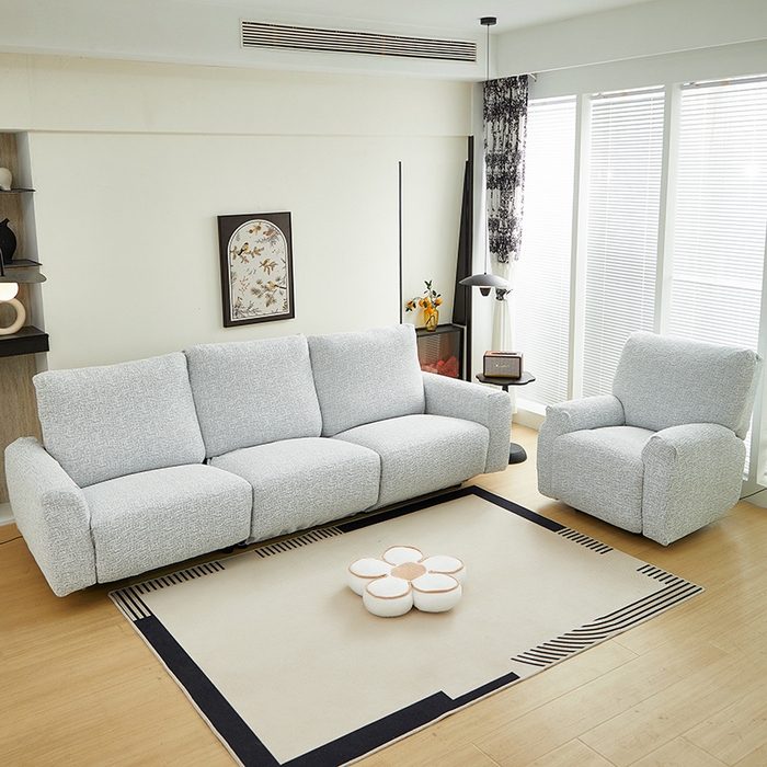 91家纺网 家纺一手货源 找家纺 丝绮鹿 2025新款竹节雪尼尔芝华士沙发套 月光浅灰