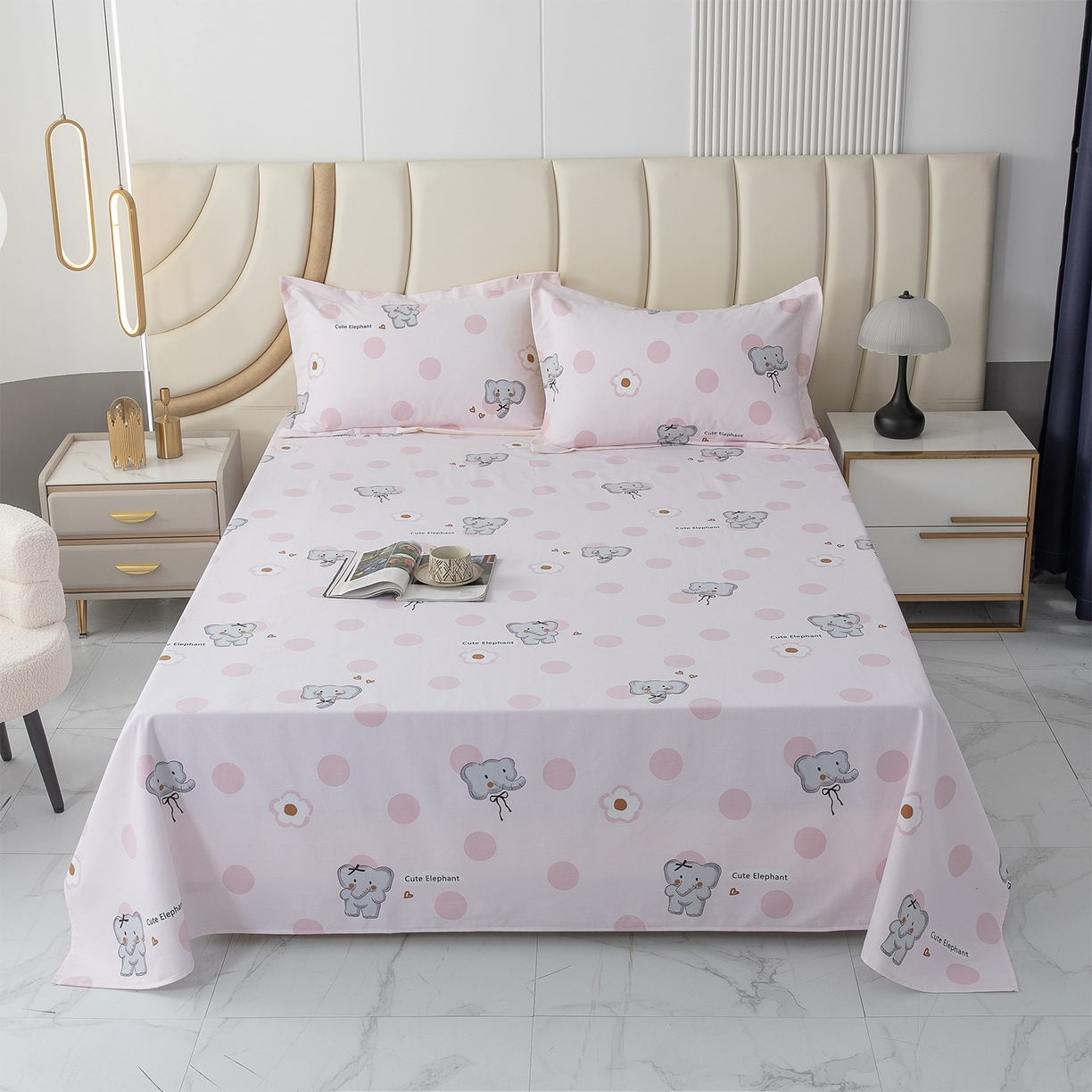 91家纺网 家纺一手货源 找家纺 云玲时尚  2025新款全棉纯棉老粗布席子凉席-床单款 花小象