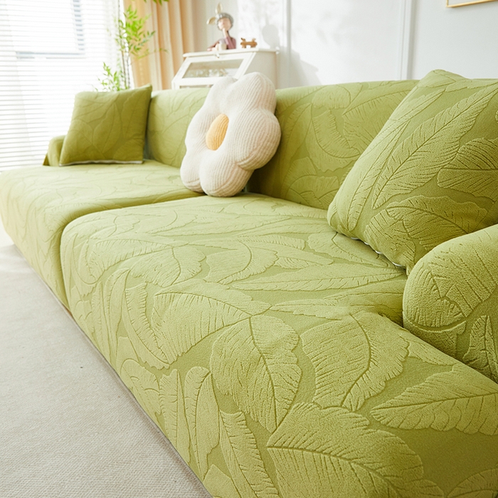 91家纺网 家纺一手货源 找家纺 （总）丝绮鹿 2025新款富贵叶系列-沙发套松紧款（组合沙发图）