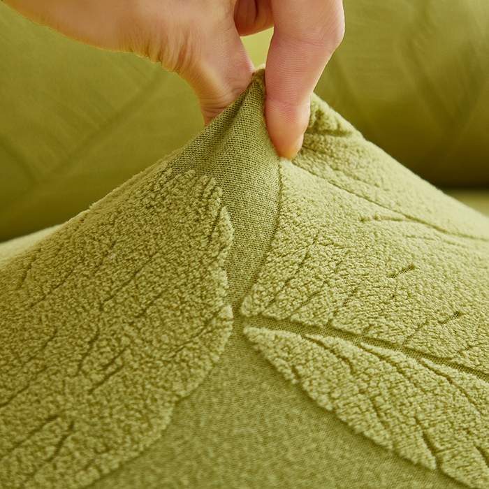 91家纺网 家纺一手货源 找家纺 丝绮鹿 2025新款富贵叶系列-芝华士沙发套 橄榄绿