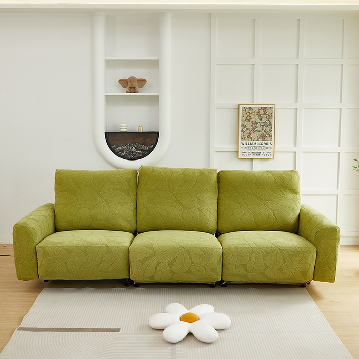 91家纺网 家纺一手货源 找家纺 丝绮鹿 2025新款富贵叶系列-芝华士沙发套 橄榄绿