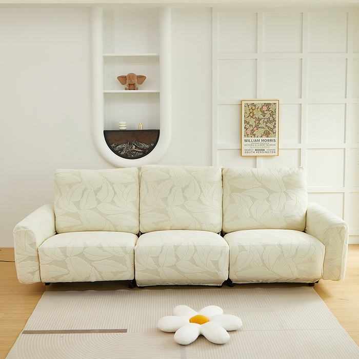 91家纺网 家纺一手货源 找家纺 丝绮鹿 2025新款富贵叶系列-芝华士沙发套 米白