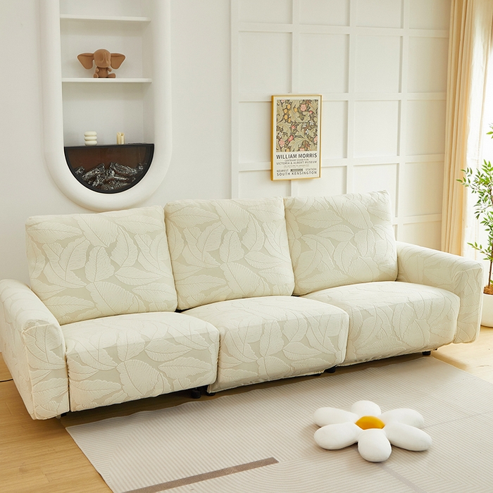 91家纺网 家纺一手货源 找家纺 丝绮鹿 2025新款富贵叶系列-芝华士沙发套 米白