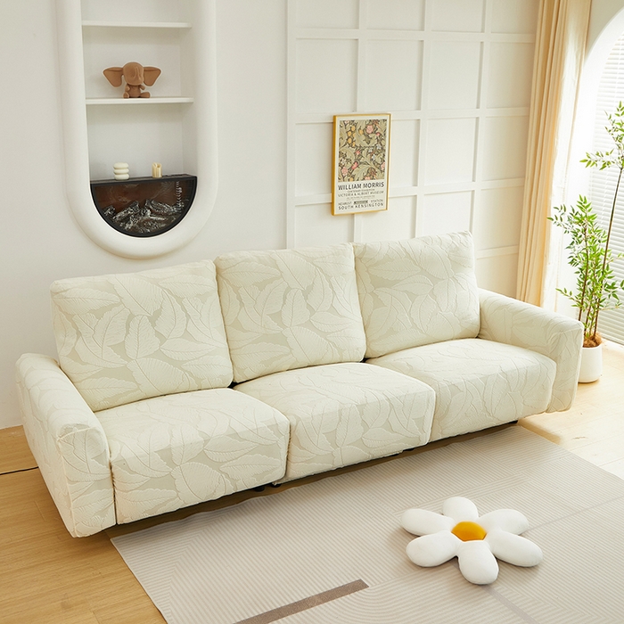 91家纺网 家纺一手货源 找家纺 丝绮鹿 2025新款富贵叶系列-芝华士沙发套 米白