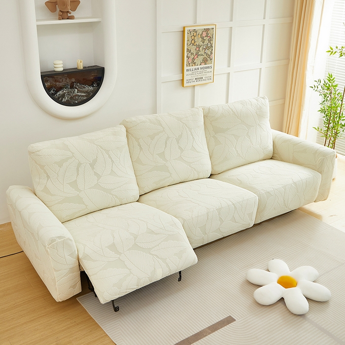 91家纺网 家纺一手货源 找家纺 丝绮鹿 2025新款富贵叶系列-芝华士沙发套 米白