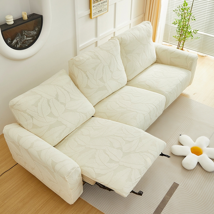 91家纺网 家纺一手货源 找家纺 丝绮鹿 2025新款富贵叶系列-芝华士沙发套 米白