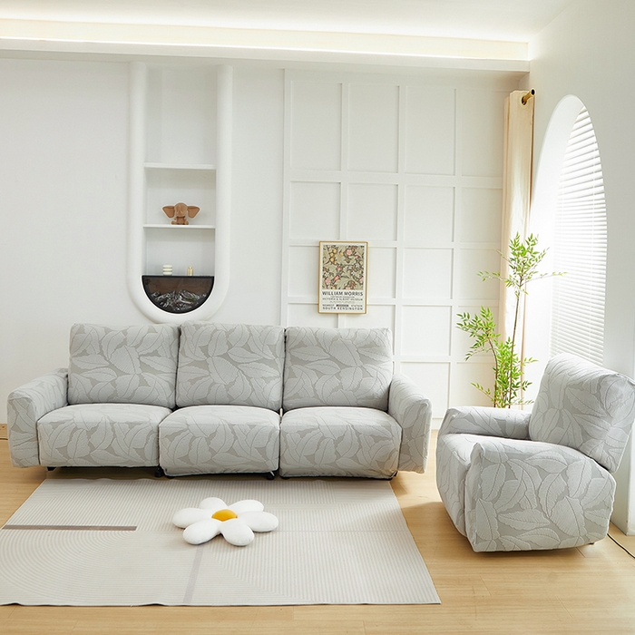 丝绮鹿 2025新款富贵叶系列-芝华士沙发套 浅灰