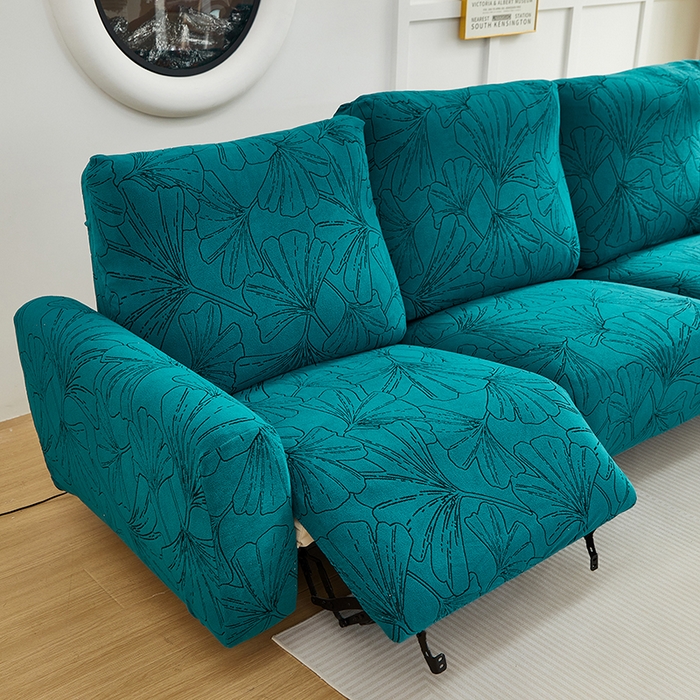 91家纺网 家纺一手货源 找家纺 丝绮鹿 2025新款银杏叶系列-芝华士沙发套 黛蓝