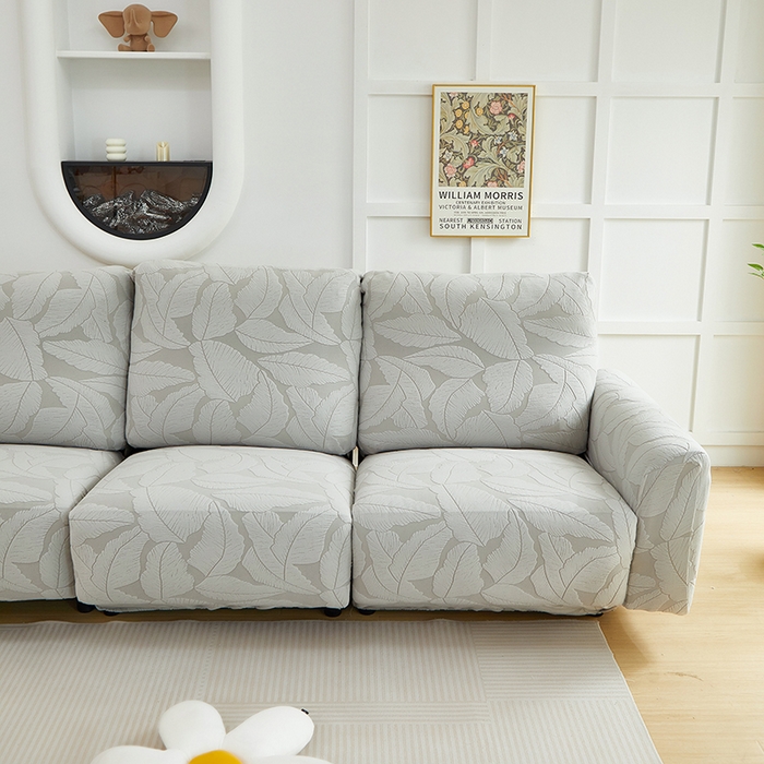 91家纺网 家纺一手货源 找家纺 丝绮鹿 2025新款富贵叶系列-芝华士沙发套 浅灰