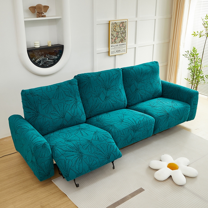 91家纺网 家纺一手货源 找家纺 丝绮鹿 2025新款银杏叶系列-芝华士沙发套 黛蓝