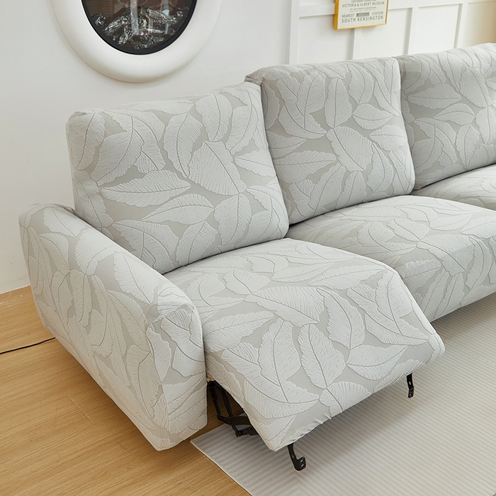 91家纺网 家纺一手货源 找家纺 丝绮鹿 2025新款富贵叶系列-芝华士沙发套 浅灰