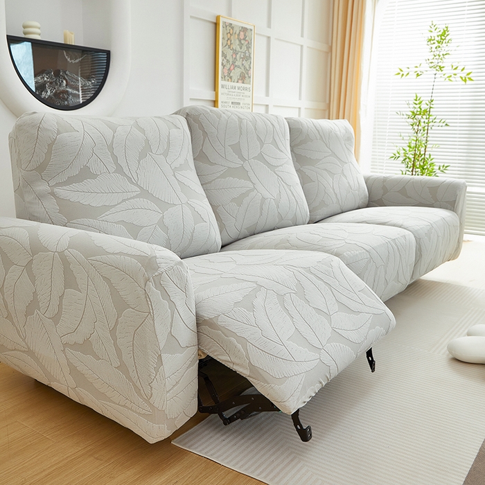 91家纺网 家纺一手货源 找家纺 丝绮鹿 2025新款富贵叶系列-芝华士沙发套 浅灰