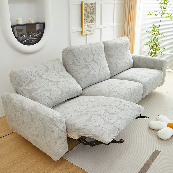 91家纺网 家纺一手货源 找家纺 丝绮鹿 2025新款富贵叶系列-芝华士沙发套 浅灰