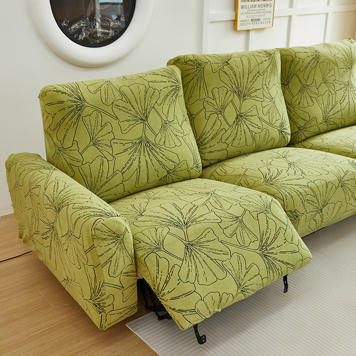 91家纺网 家纺一手货源 找家纺 丝绮鹿 2025新款银杏叶系列-芝华士沙发套 橄榄绿