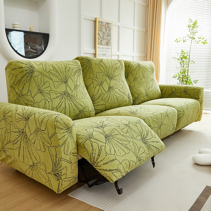 91家纺网 家纺一手货源 找家纺 丝绮鹿 2025新款银杏叶系列-芝华士沙发套 橄榄绿