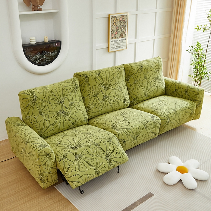 91家纺网 家纺一手货源 找家纺 丝绮鹿 2025新款银杏叶系列-芝华士沙发套 橄榄绿