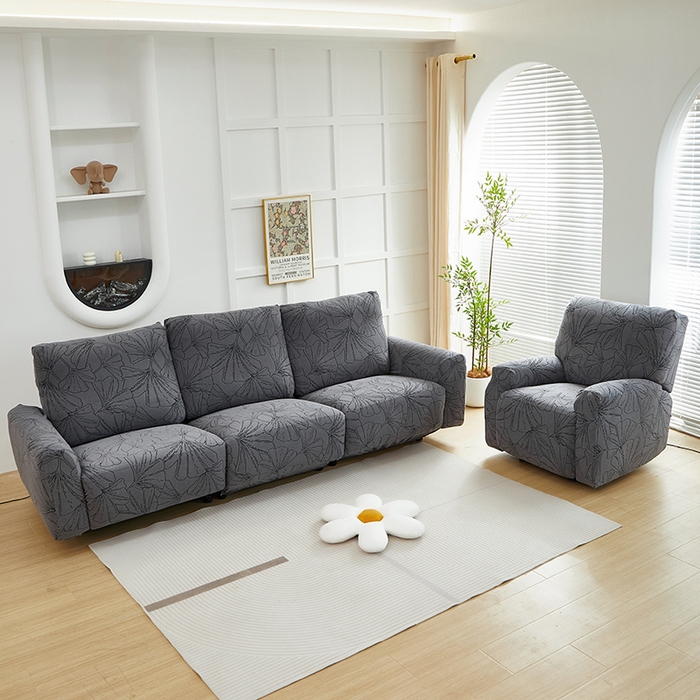 91家纺网 家纺一手货源 找家纺 丝绮鹿 2025新款银杏叶系列-芝华士沙发套 绅士灰