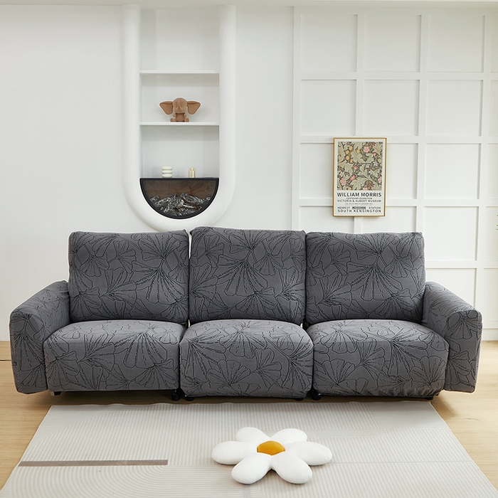 91家纺网 家纺一手货源 找家纺 丝绮鹿 2025新款银杏叶系列-芝华士沙发套 绅士灰