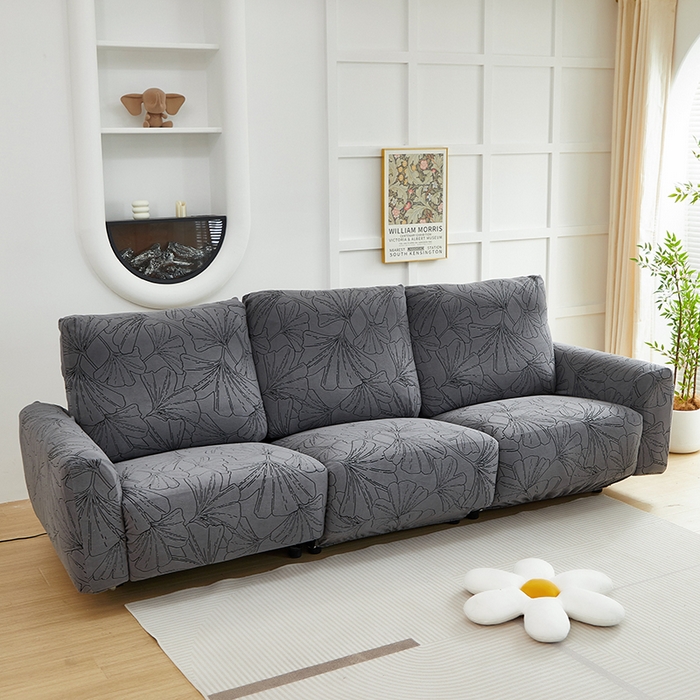 91家纺网 家纺一手货源 找家纺 丝绮鹿 2025新款银杏叶系列-芝华士沙发套 绅士灰