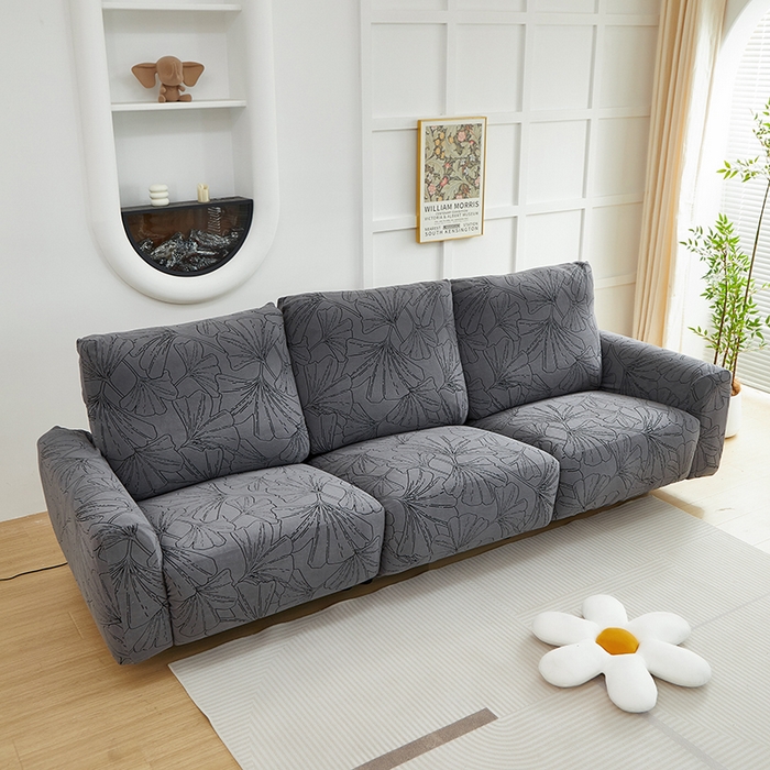 91家纺网 家纺一手货源 找家纺 丝绮鹿 2025新款银杏叶系列-芝华士沙发套 绅士灰