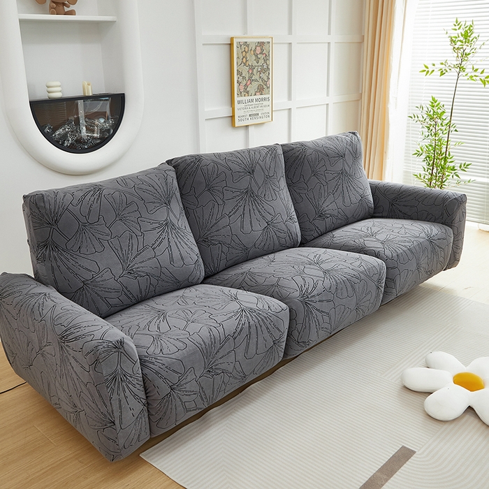 91家纺网 家纺一手货源 找家纺 丝绮鹿 2025新款银杏叶系列-芝华士沙发套 绅士灰