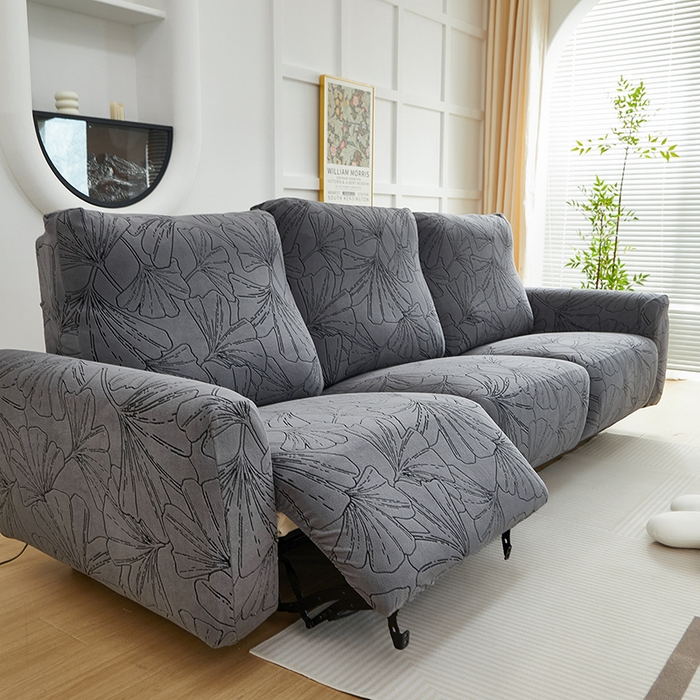 91家纺网 家纺一手货源 找家纺 丝绮鹿 2025新款银杏叶系列-芝华士沙发套 绅士灰