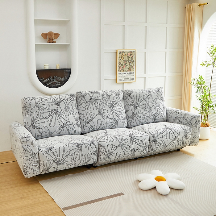 91家纺网 家纺一手货源 找家纺 丝绮鹿 2025新款银杏叶系列-芝华士沙发套 象牙白