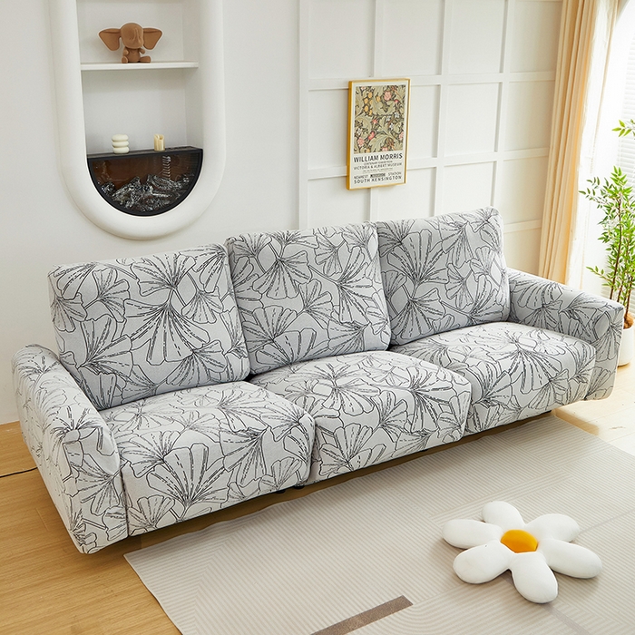 91家纺网 家纺一手货源 找家纺 丝绮鹿 2025新款银杏叶系列-芝华士沙发套 象牙白