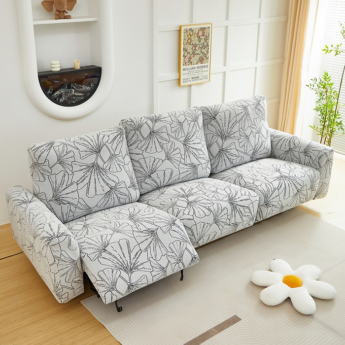 91家纺网 家纺一手货源 找家纺 丝绮鹿 2025新款银杏叶系列-芝华士沙发套 象牙白