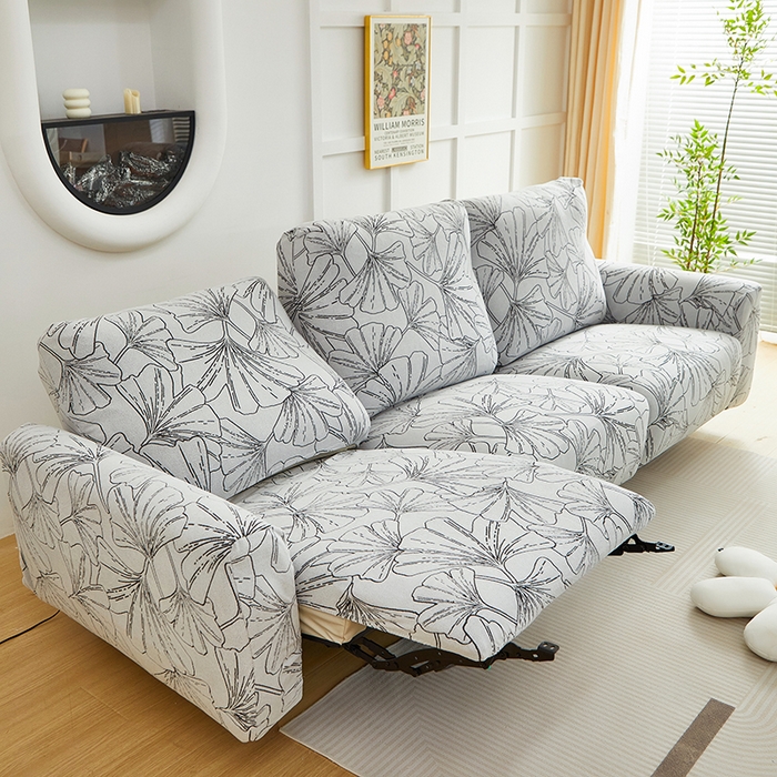 91家纺网 家纺一手货源 找家纺 丝绮鹿 2025新款银杏叶系列-芝华士沙发套 象牙白