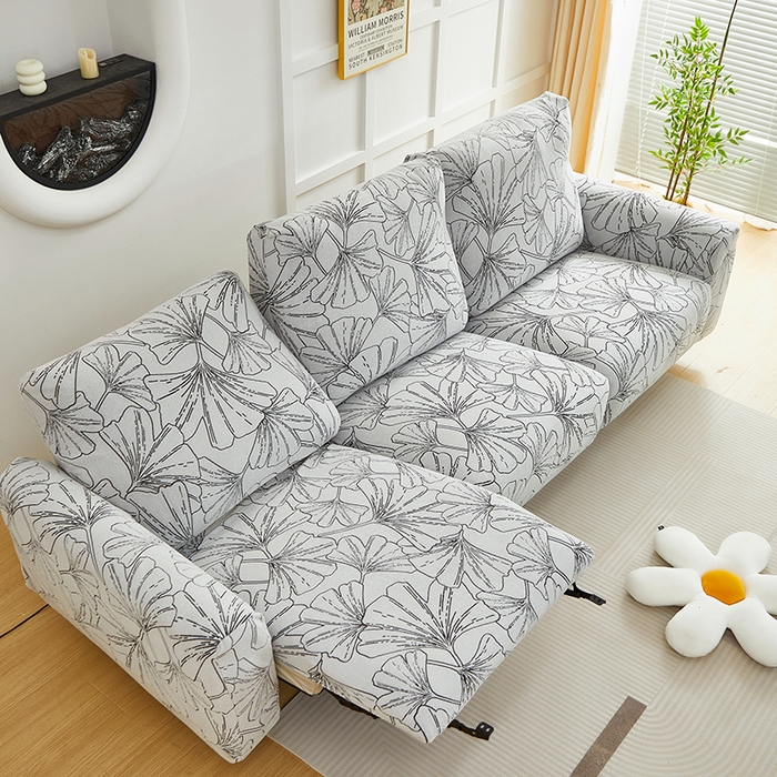 91家纺网 家纺一手货源 找家纺 丝绮鹿 2025新款银杏叶系列-芝华士沙发套 象牙白