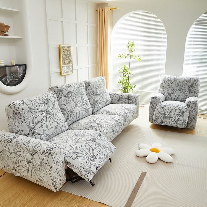 91家纺网 家纺一手货源 找家纺 丝绮鹿 2025新款银杏叶系列-芝华士沙发套 象牙白