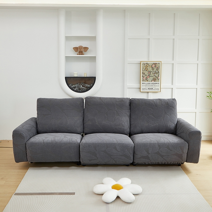 91家纺网 家纺一手货源 找家纺 丝绮鹿 2025新款富贵叶系列-芝华士沙发套 深灰