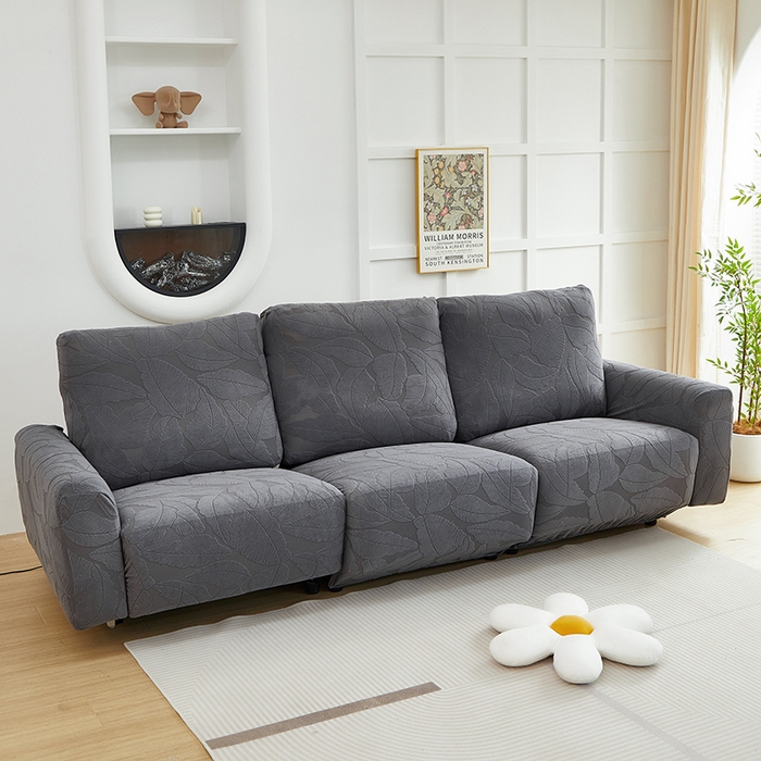 91家纺网 家纺一手货源 找家纺 丝绮鹿 2025新款富贵叶系列-芝华士沙发套 深灰